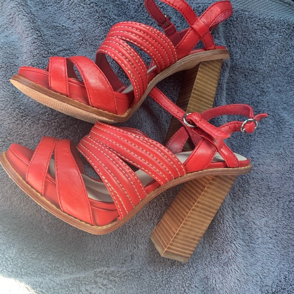 Aldo Vibrant Red Strappy Heels - Picture 1 of 5